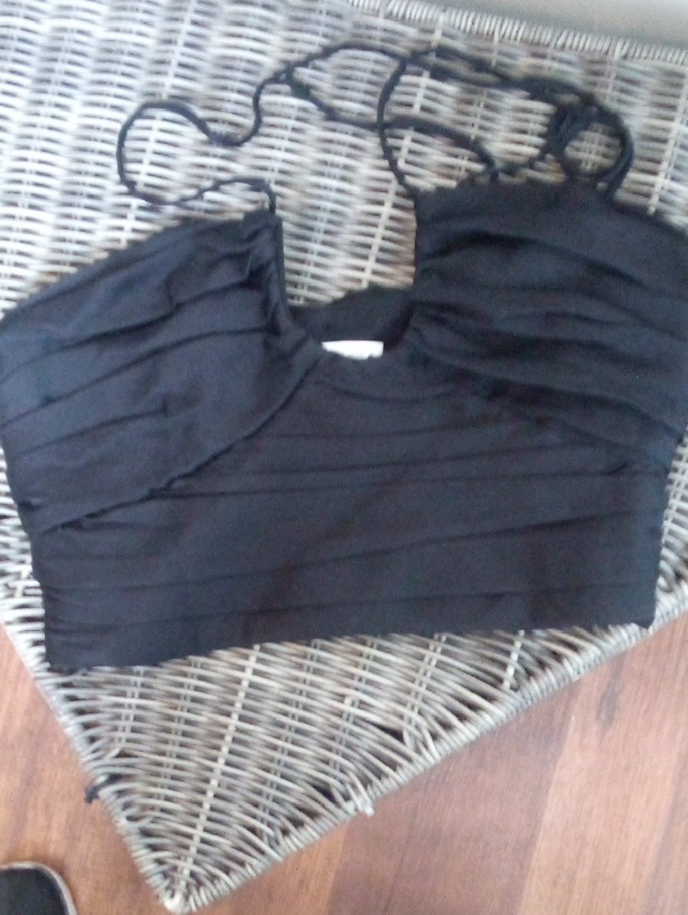 ZARA Black Cropped "Satin" Halter Top, Size Small